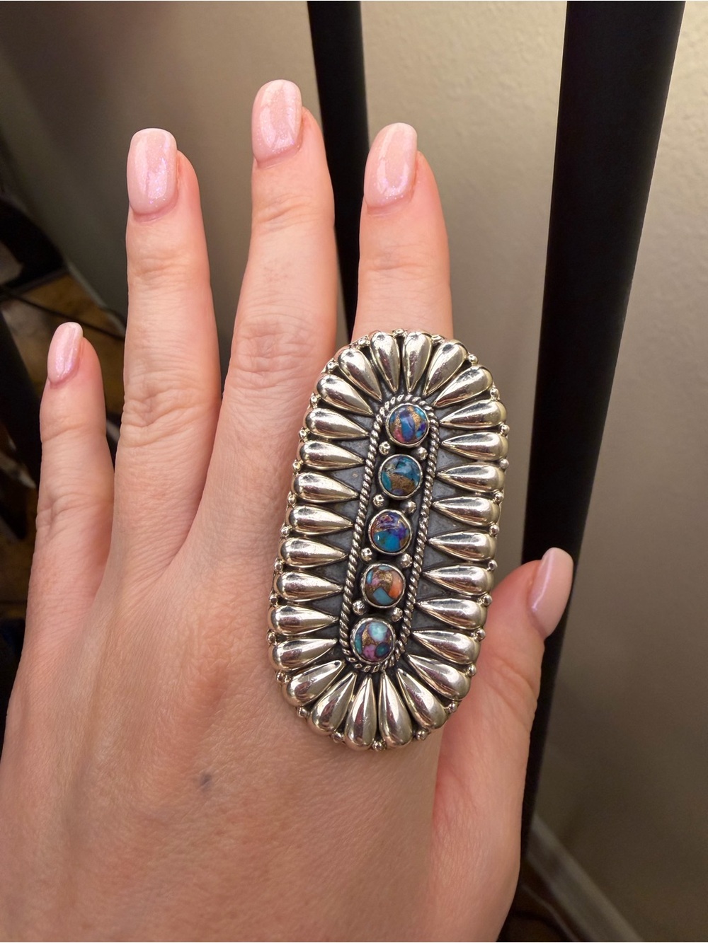 Sterling silver 925 , pink dahlia , adjustable ring - Picture 4 of 4